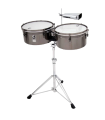 Toca Custom Deluxe Timbale Set   14"+15" with Stand -Black Mirror Chrome	 T1415-BM