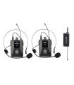 Digimore D-351 UHF Dual Wireless Microphone Set with Headset, Transmitter & Receiver – For Karaoke, Conference, Stage