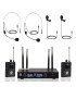 Digimore D-370 UHF Dual Wireless Mic System Lavalier & Headset Mics for PA, Karaoke & More