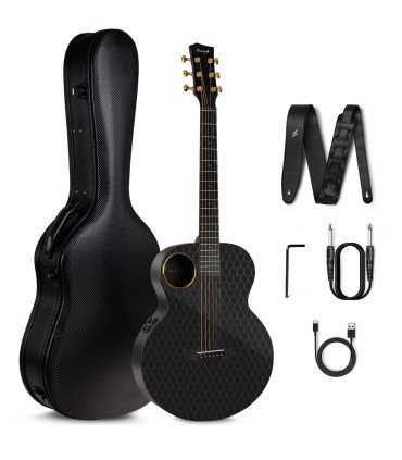 Enya X4 PRO MINI EQ 36-Inch TransAcoustic Guitar with Hard case - Black Glossy